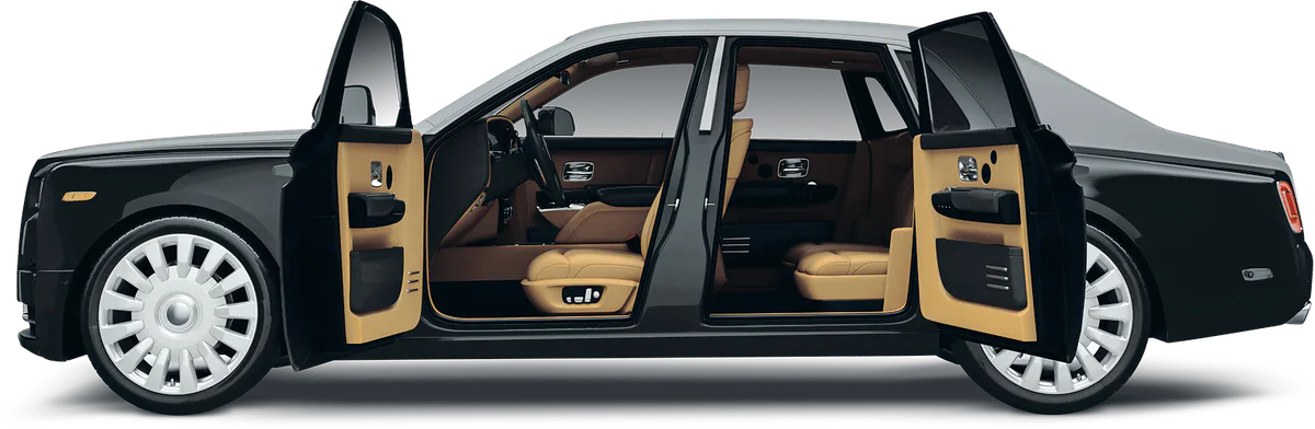 Incredible comfort in our luxury limousine with open doors